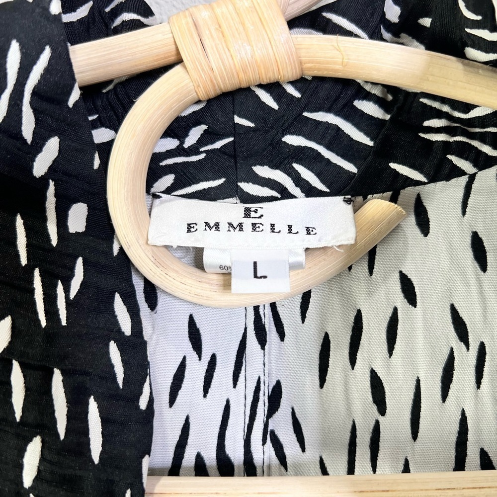 Open Front Kimono Coat Layer Black White Jacket Size Large Luxury EMMELLE NYC - Picture 4 of 15